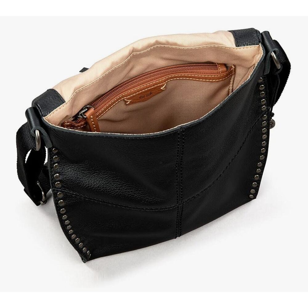 The Sak Black Leather Silverlake Crossbody Bag Zip Pockets **missing Hang tag** - Picture 5 of 16